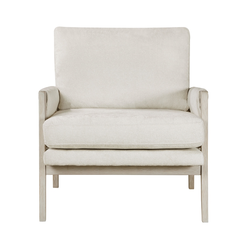 Mao Accent Armchair- Removable Cushion Cover- Soft Ivory Chenille