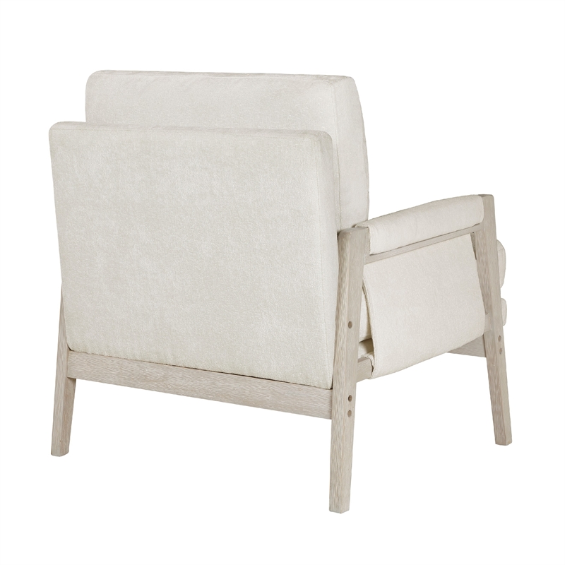 Mao Accent Armchair- Removable Cushion Cover- Soft Ivory Chenille
