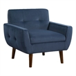 Roa Accent Armchair- Navy Blue Velvet- Tufted Back w Tapered Legs