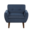 Roa Accent Armchair- Navy Blue Velvet- Tufted Back w Tapered Legs