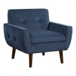 Roa Accent Armchair- Navy Blue Velvet- Tufted Back w Tapered Legs