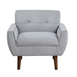 Roa Accent Armchair- Light Gray Velvet- Tufted Back w Tapered Legs