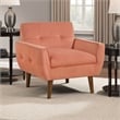 Roa Accent Armchair- Coral Orange Velvet- Tufted Back w Tapered Legs