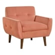 Roa Accent Armchair- Coral Orange Velvet- Tufted Back w Tapered Legs