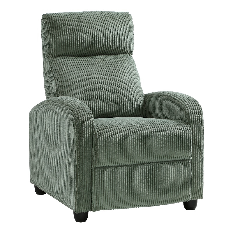 Pary Manual Push Back Reclining Chair with Green Ribbed Corduroy