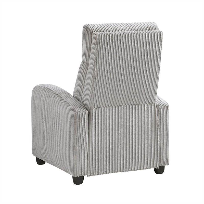 Pary Manual Push Back Reclining Chair with Light Gray Ribbed Corduroy
