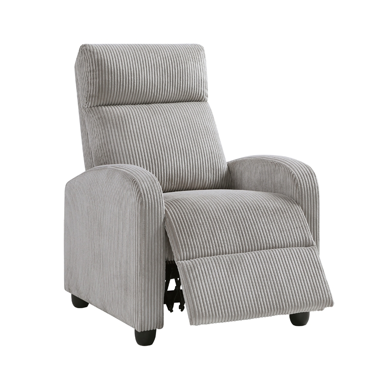 Pary Manual Push Back Reclining Chair with Light Gray Ribbed Corduroy