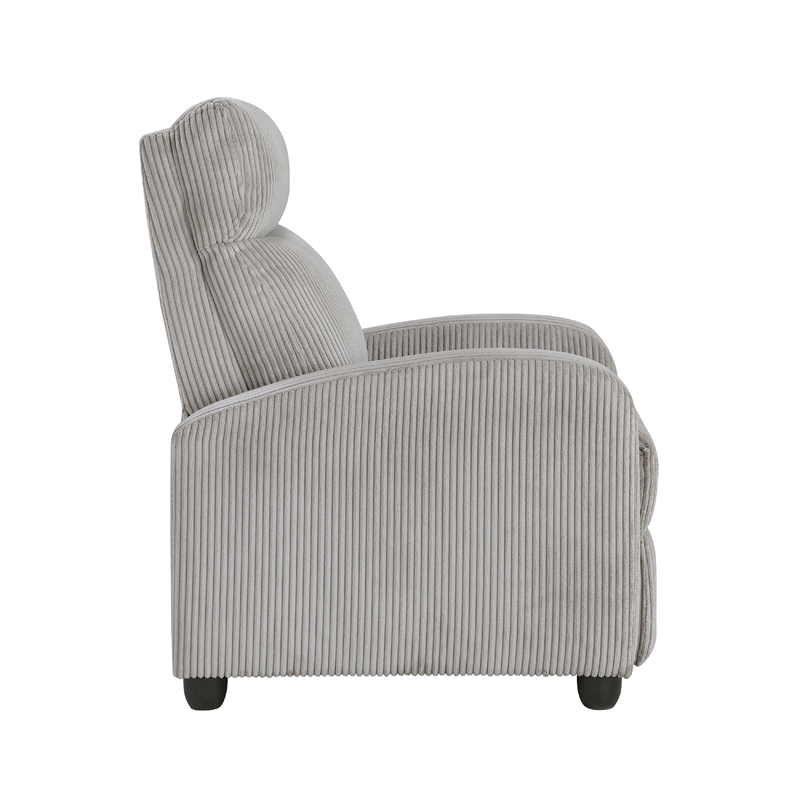 Pary Manual Push Back Reclining Chair with Light Gray Ribbed Corduroy