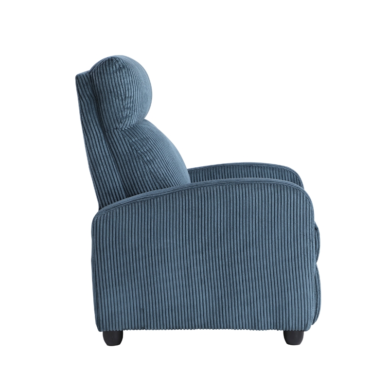 Pary Manual Push Back Reclining Chair with Midnight Blue Corduroy