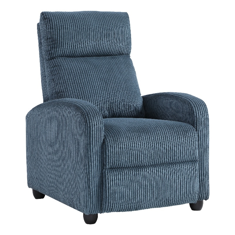 Pary Manual Push Back Reclining Chair with Midnight Blue Corduroy