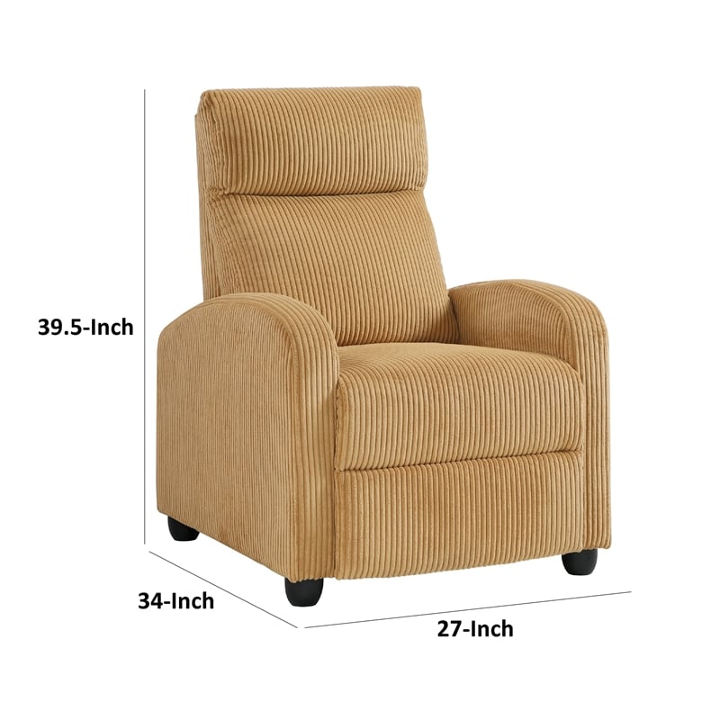 Pary Manual Push Back Reclining Chair with Yellow Ribbed Corduroy