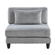 Mear Modular Armless Chair w Black Solid Wood Legs- Gray Corduroy