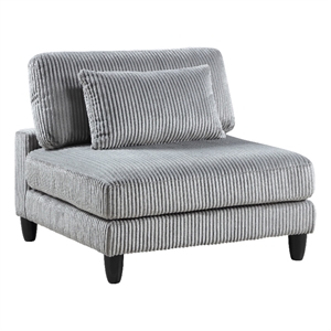 Mear Modular Armless Chair w Black Solid Wood Legs- Gray Corduroy