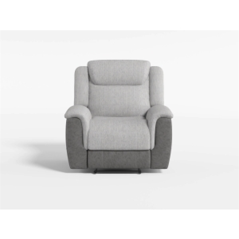 Feo Manual Reclining Chair with Pull Tab- White Gray Microfiber