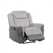 Feo Manual Reclining Chair with Pull Tab- White Gray Microfiber
