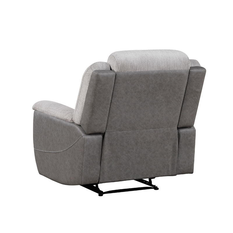 Feo Manual Reclining Chair with Pull Tab- White Gray Microfiber
