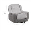 Feo Manual Reclining Chair with Pull Tab- White Gray Microfiber
