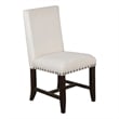 Anva Dining Chair Set of 2- Ivory- Nailhead Trim- Black Mahogany