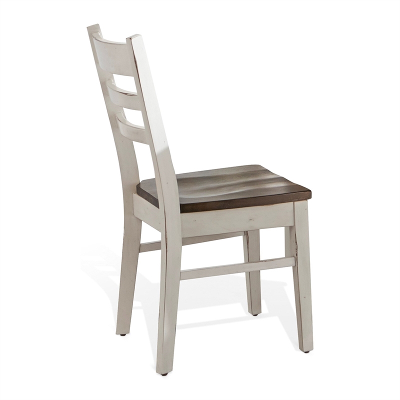 Orso Dining Chair Set of 2- Ladderback- White and Dark Brown Mahogany