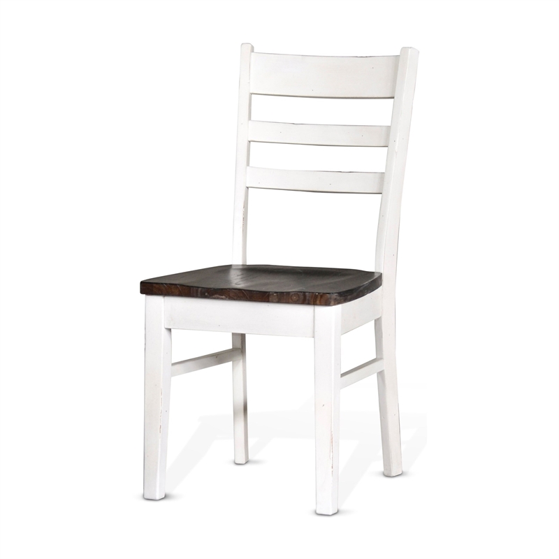 Orso Dining Chair Set of 2- Ladderback- White and Dark Brown Mahogany