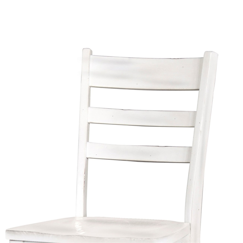 Sime Dining Chair Set of 2- Ladderback Design- Off White Mahogany Wood