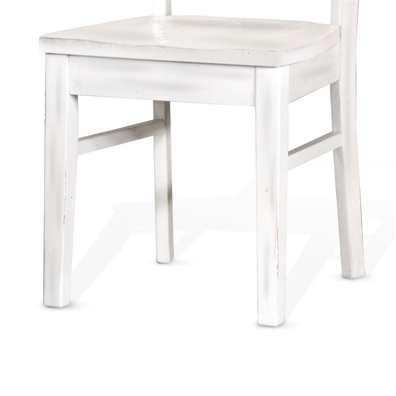 Sime Dining Chair Set of 2- Ladderback Design- Off White Mahogany Wood