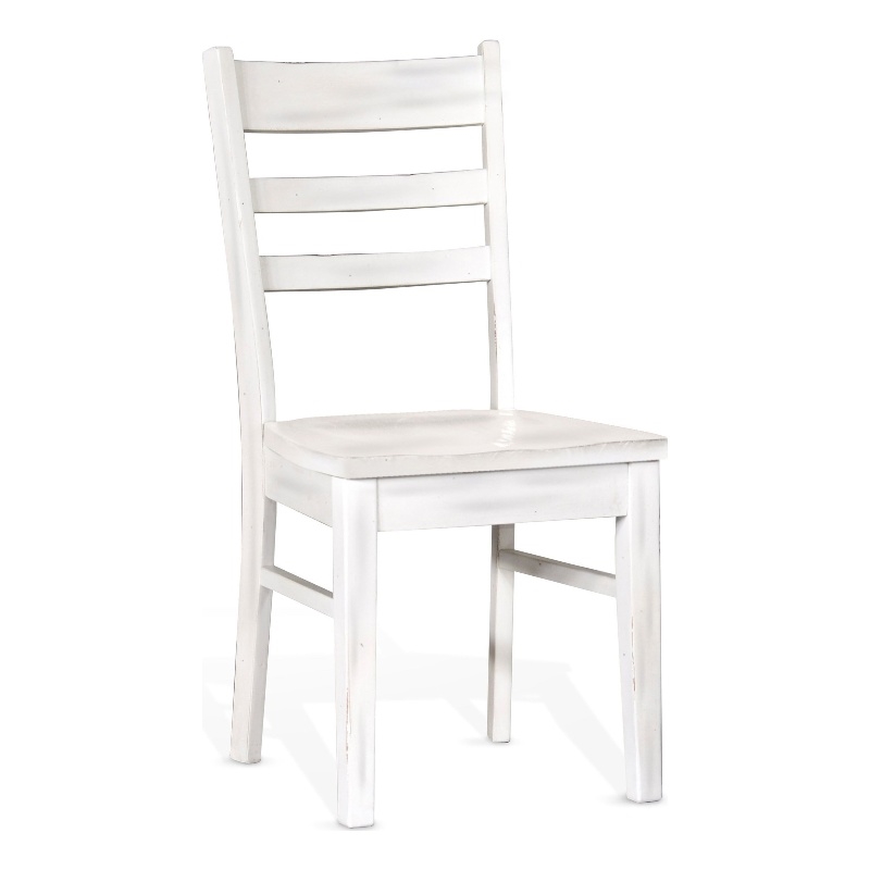 Sime Dining Chair Set of 2- Ladderback Design- Off White Mahogany Wood