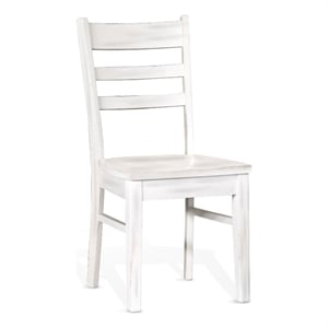 Sime Dining Chair Set of 2- Ladderback Design- Off White Mahogany Wood