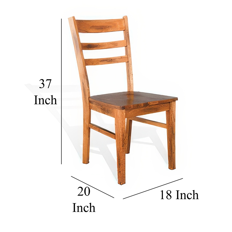 Marv Dining Chair Set of 2- Ladderback Design- Light Brown Mindi Wood