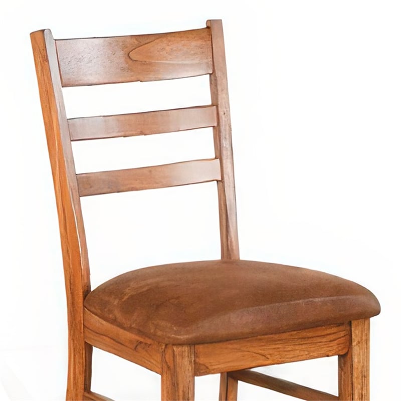 Marv Dining Chair Set of 2- Ladderback- Saddle Seat- Light Brown Wood