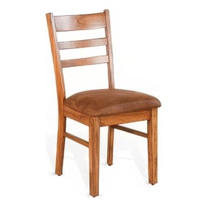 Marv Dining Chair Set of 2- Ladderback- Saddle Seat- Light Brown Wood
