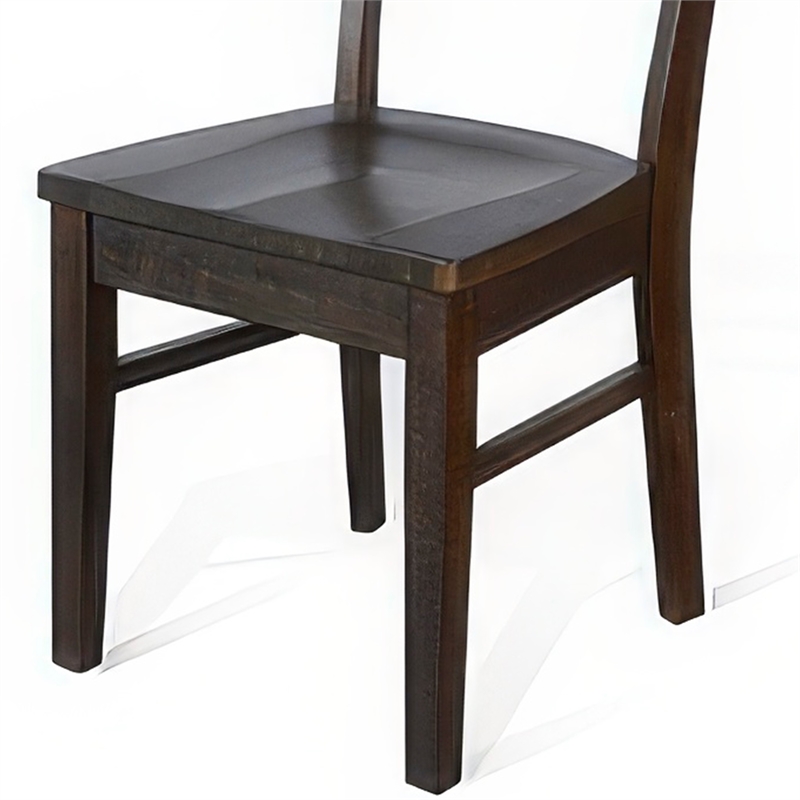 Flint Dining Chair Set of 2- Ladderback Design- Dark Brown Mahogany