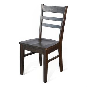 Flint Dining Chair Set of 2- Ladderback Design- Dark Brown Mahogany