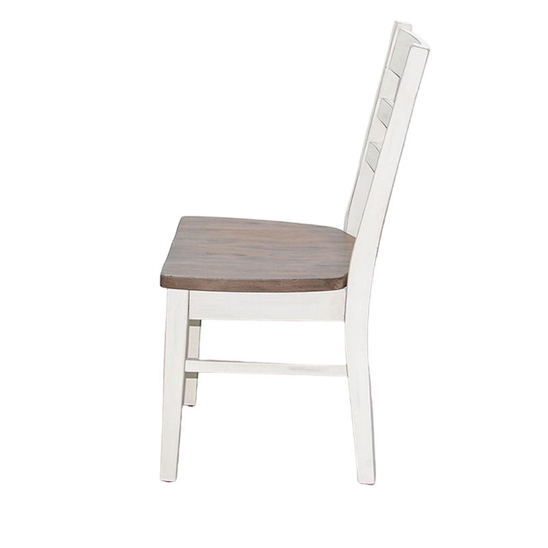 Dean Dining Chair Set of 2- Ladderback Design- White Mahogany Wood