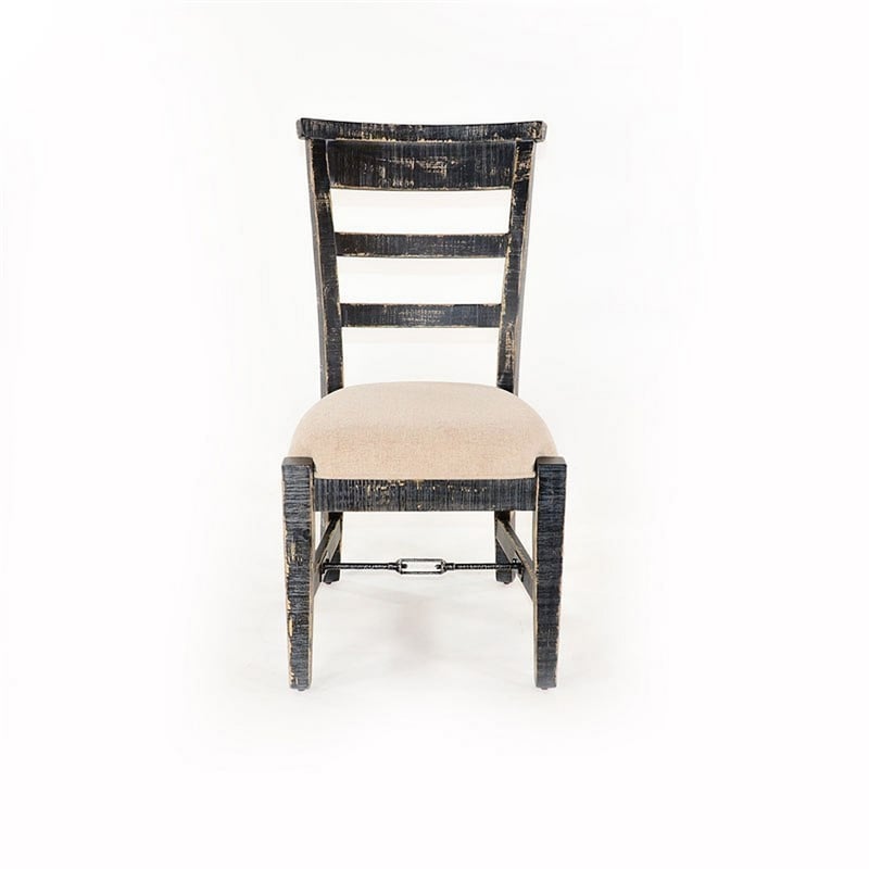 Rena Side Dining Chair Set of 2- Metal Turnbuckle- Black Mahogany Wood