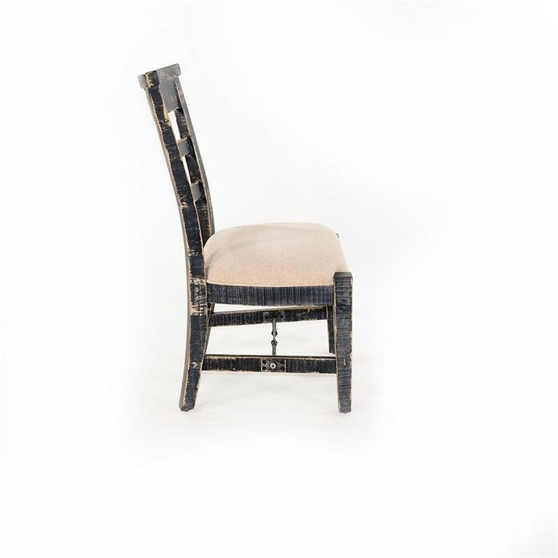 Rena Side Dining Chair Set of 2- Metal Turnbuckle- Black Mahogany Wood