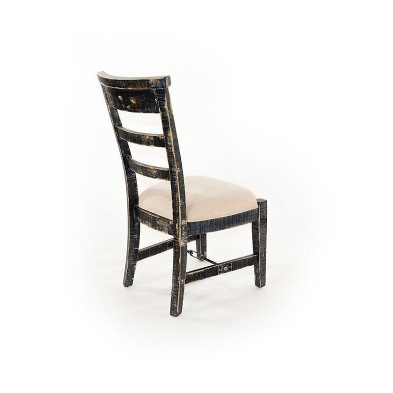 Rena Side Dining Chair Set of 2- Metal Turnbuckle- Black Mahogany Wood