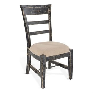 Rena Side Dining Chair Set of 2- Metal Turnbuckle- Black Mahogany Wood