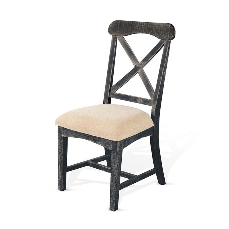 Rena Dining Chair Set of 2- X-Back Design- White- Black Mahogany Wood
