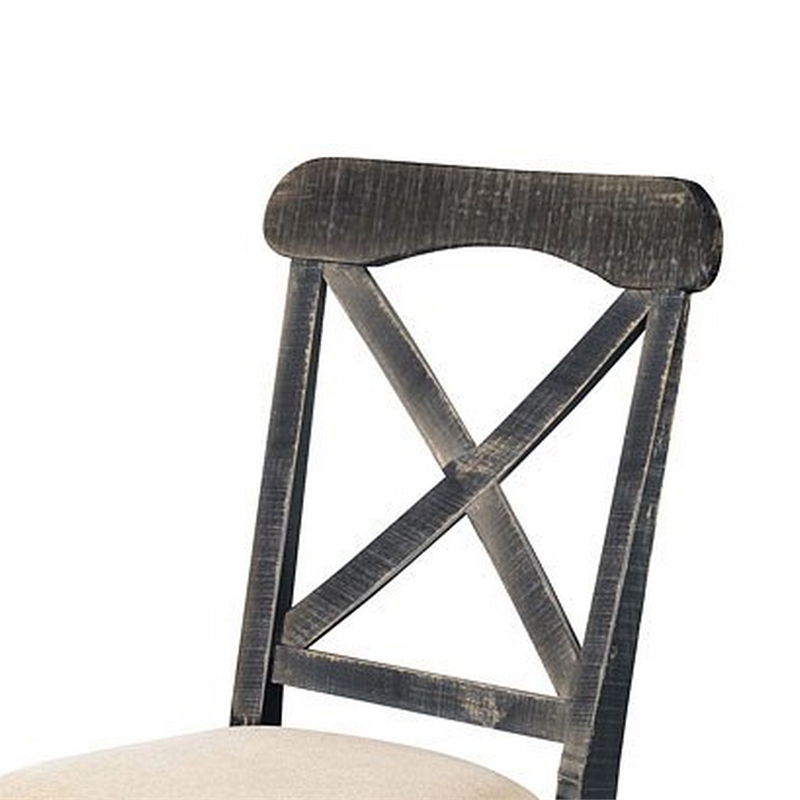 Rena Dining Chair Set of 2- X-Back Design- White- Black Mahogany Wood