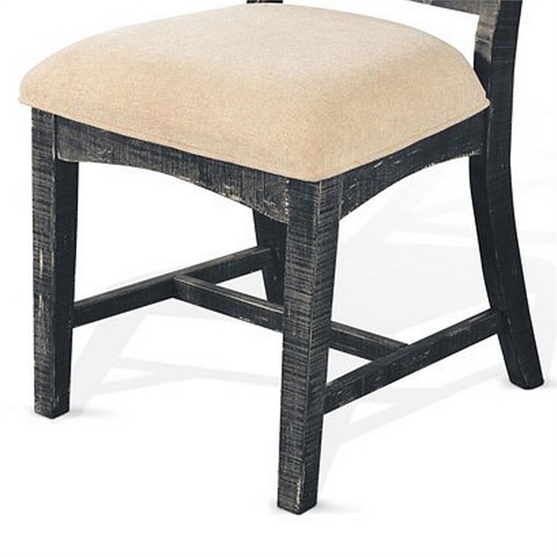 Rena Dining Chair Set of 2- X-Back Design- White- Black Mahogany Wood