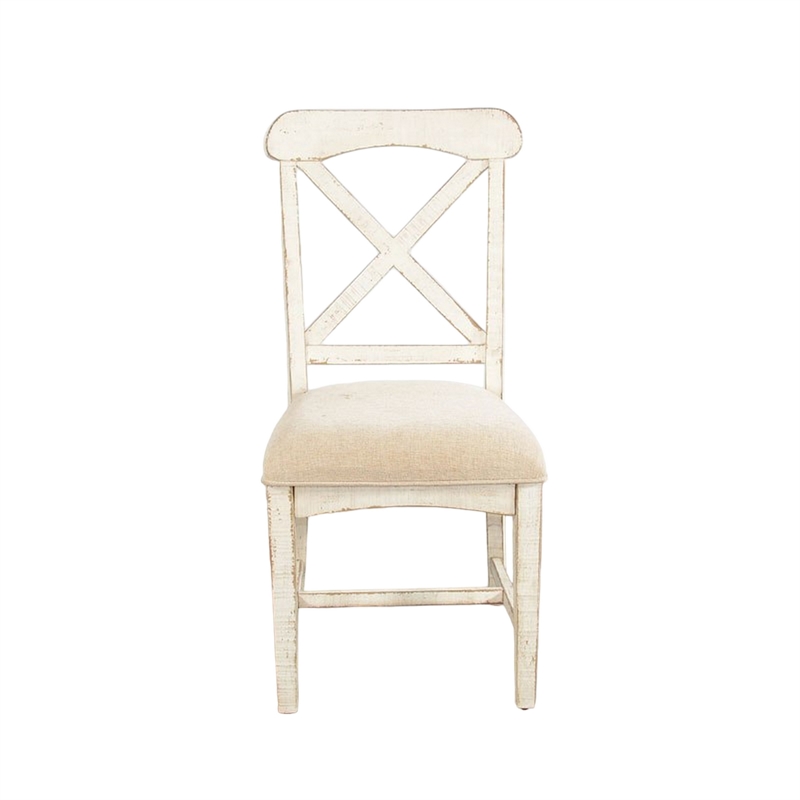 Rena Dining Chair Set of 2- X-Back Design- White Sand Mahogany Wood