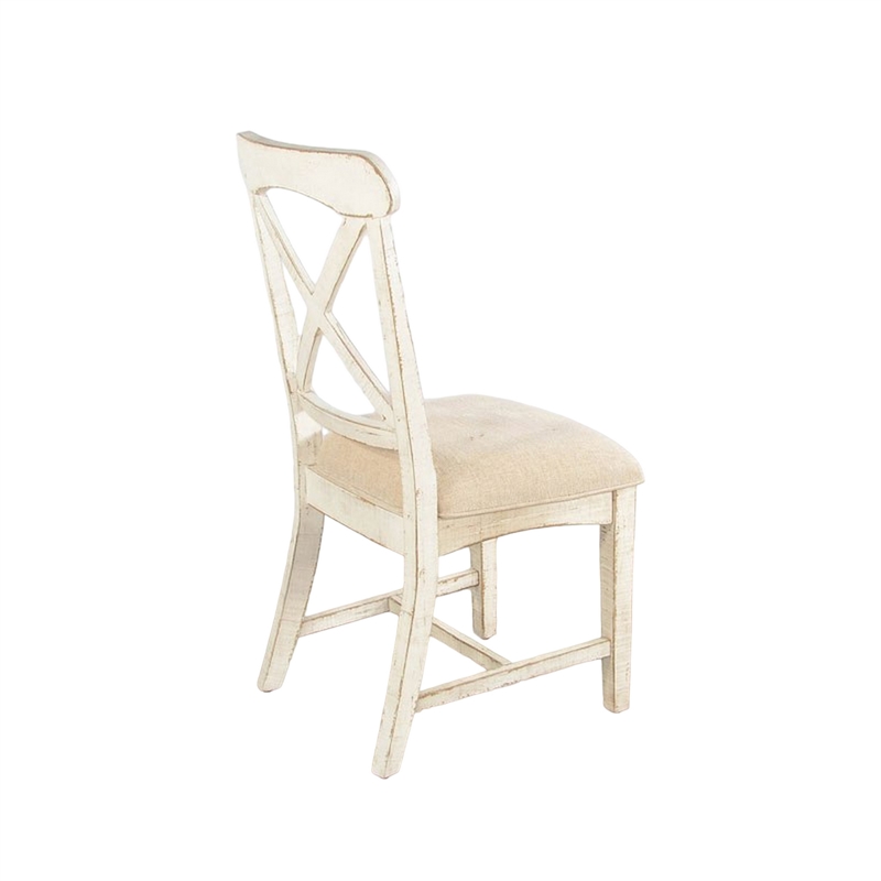 Rena Dining Chair Set of 2- X-Back Design- White Sand Mahogany Wood