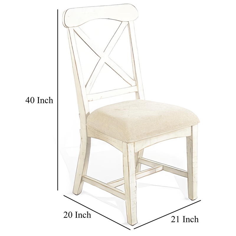 Rena Dining Chair Set of 2- X-Back Design- White Sand Mahogany Wood