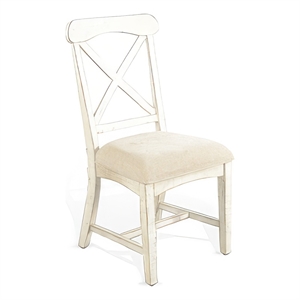 Rena Dining Chair Set of 2- X-Back Design- White Sand Mahogany Wood