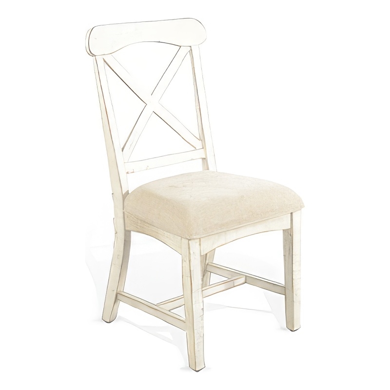Rena Dining Chair Set of 2- X-Back Design- White Sand Mahogany Wood