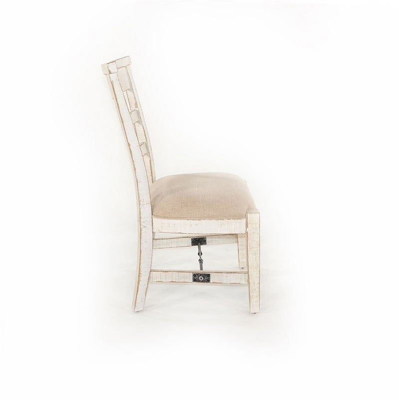 Rena Dining Armchair Set of 2- Metal Turnbuckle- White Mahogany Wood