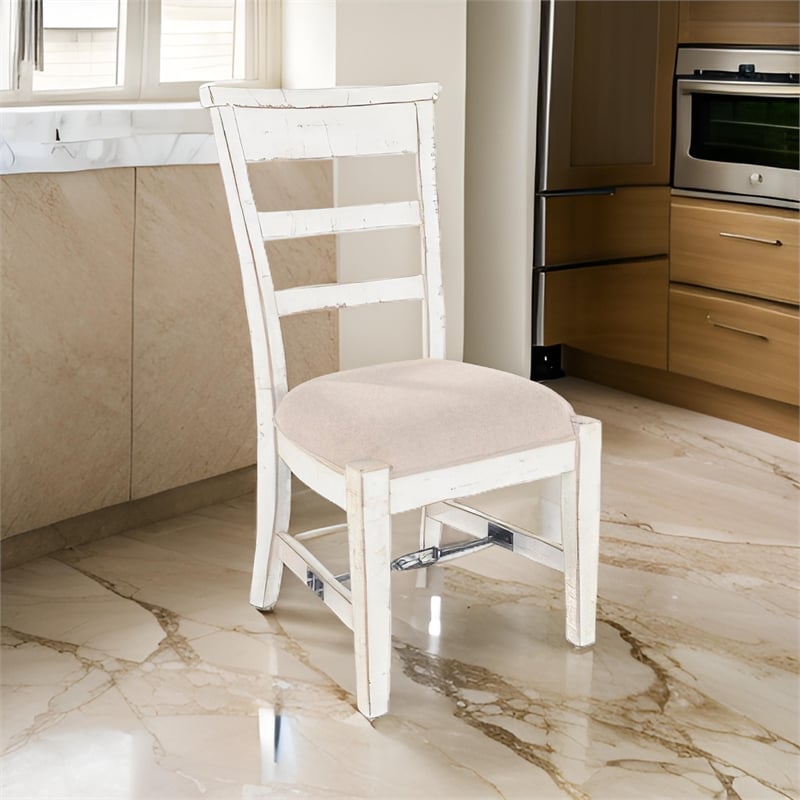 Rena Dining Armchair Set of 2- Metal Turnbuckle- White Mahogany Wood