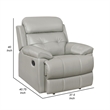 Logan 41 Inch Manual Recliner Chair- Silver Gray Top Grain and Faux Leather