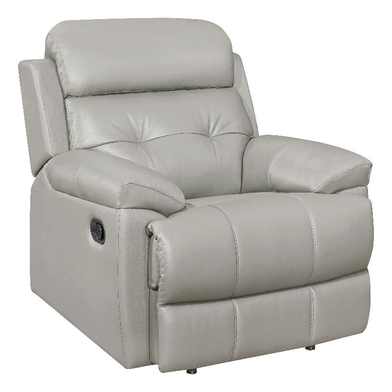 Logan 41 Inch Manual Recliner Chair- Silver Gray Top Grain and Faux Leather